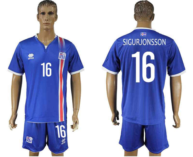 Iceland 16 SIGURJONSSON Home UEFA Euro 2016 Soccer Jersey