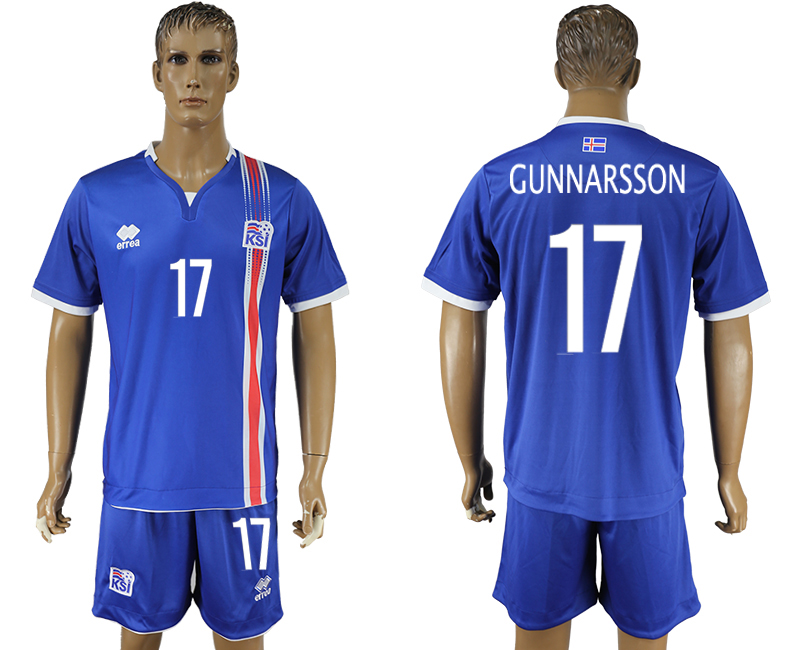 Iceland 17 GUNNARSSON Home UEFA Euro 2016 Soccer Jersey