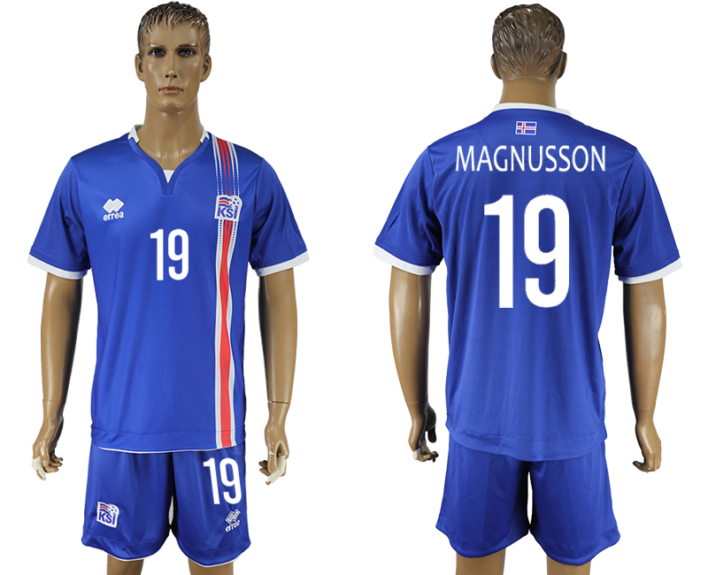 Iceland 19 MAGNUSSON Home UEFA Euro 2016 Soccer Jersey
