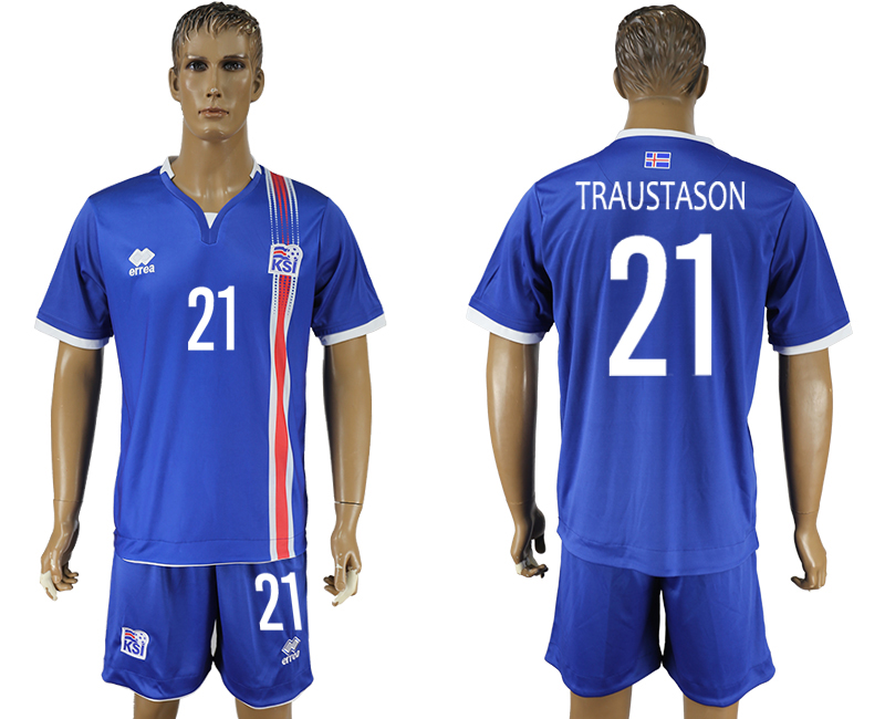 Iceland 21 TRAUSTASON Home UEFA Euro 2016 Soccer Jersey