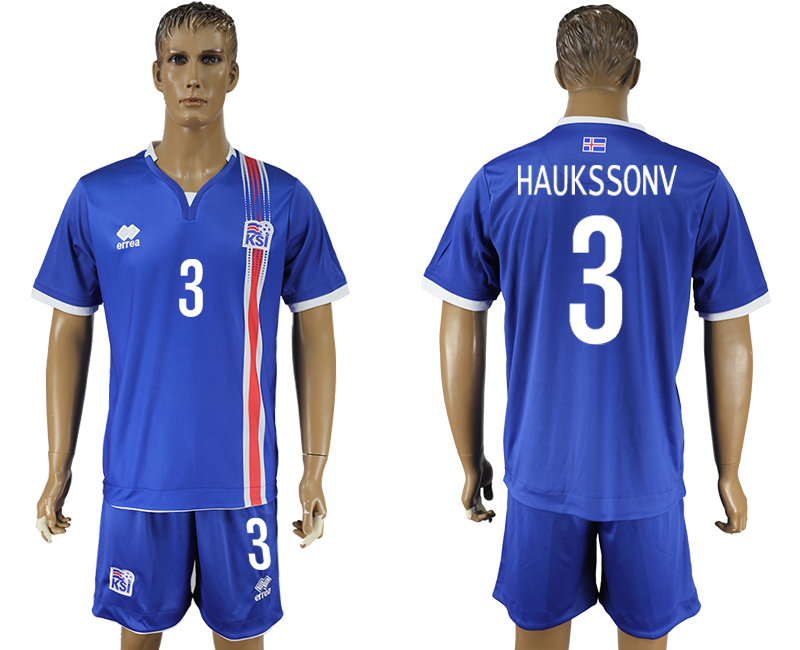 Iceland 3 HAUKSSONV Home UEFA Euro 2016 Soccer Jersey