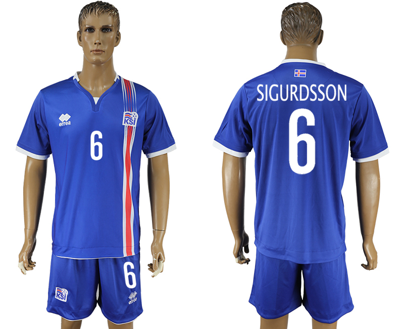 Iceland 6 SIGURDSSON Home UEFA Euro 2016 Soccer Jersey