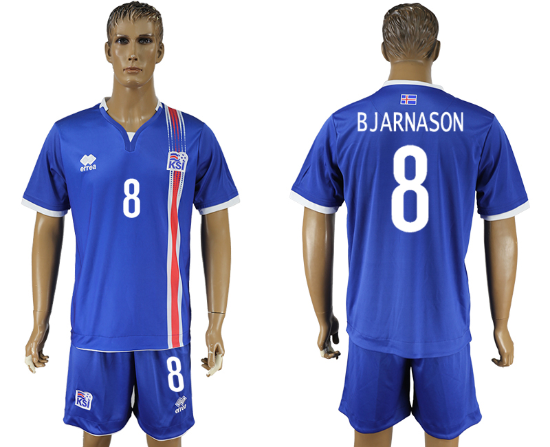 Iceland 8 BJARNASON Home UEFA Euro 2016 Soccer Jersey