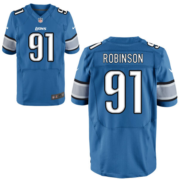 Nike Lions 91 A'Shawn Robinson Blue Elite Jersey