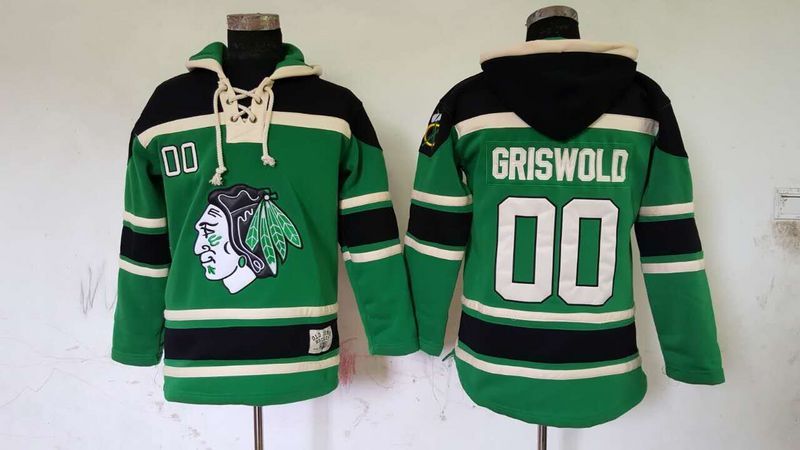 Blackhawks 00 Clark Griswold Green All Stitched Hooded Sweatshirt - Click Image to Close