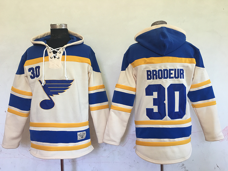 Blues 30 Martin Brodeur All Stitched Hooded Sweatshirt