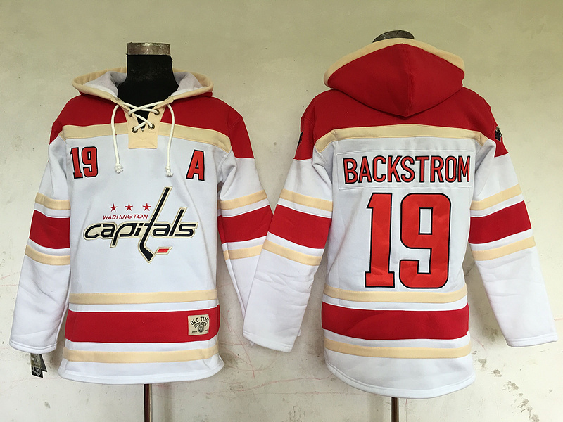 Capitals 19 Nicklas Backstrom White All Stitched Hooded Sweatshirt