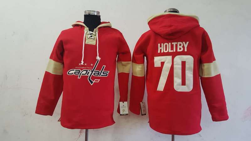 Capitals 70 Braden Holtby Red All Stitched Hooded Sweatshirt