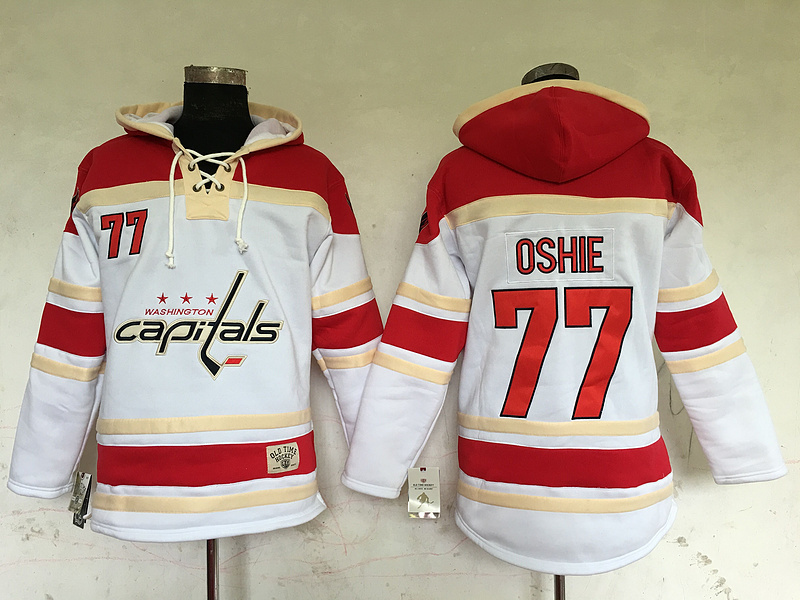 Capitals 77 T.J. Oshie White All Stitched Hooded Sweatshirt