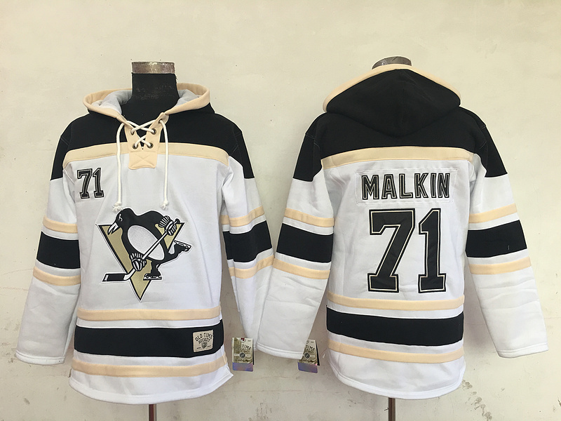 Penguins 71 Evgeni Malkin White All Stitched Hooded Sweatshirt - Click Image to Close