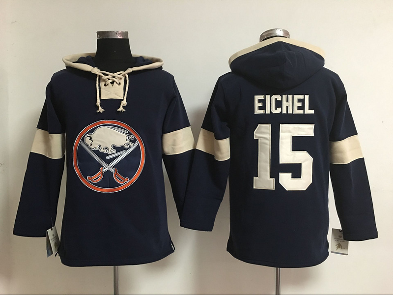 Sabres 15 Jack Eichel Navy All Stitched Hooded Sweatshirt - Click Image to Close