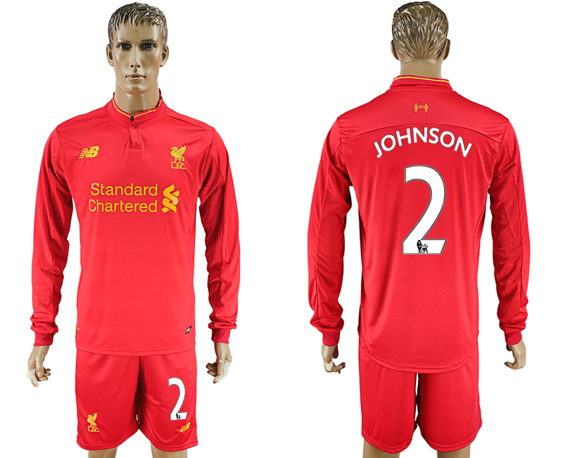 2016-17 Liverpool 2 JOHNSON Home Long Sleeve Soccer Jersey