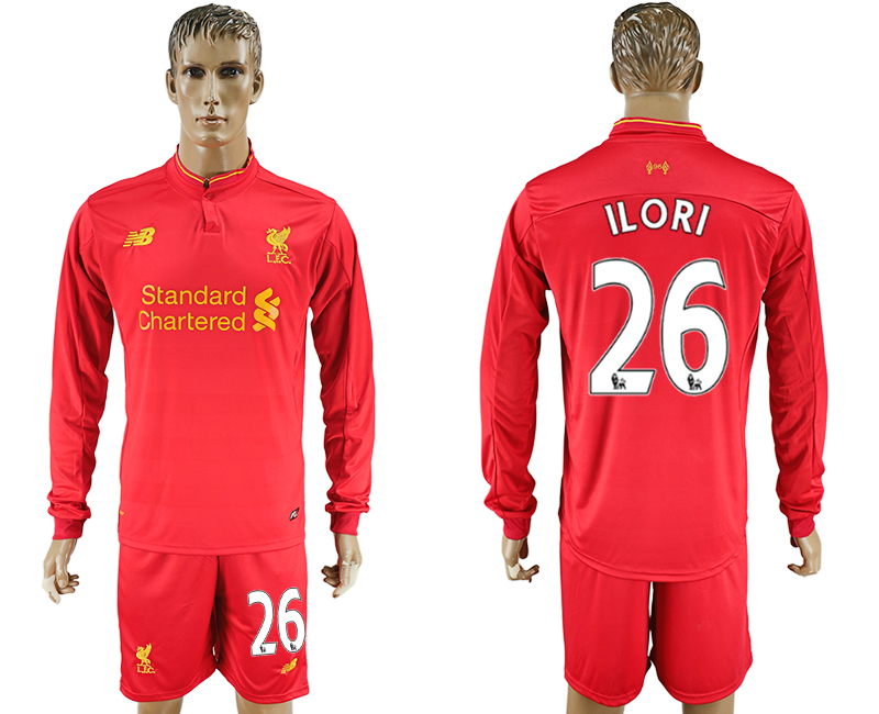 2016-17 Liverpool 26 ILORI Home Long Sleeve Soccer Jersey