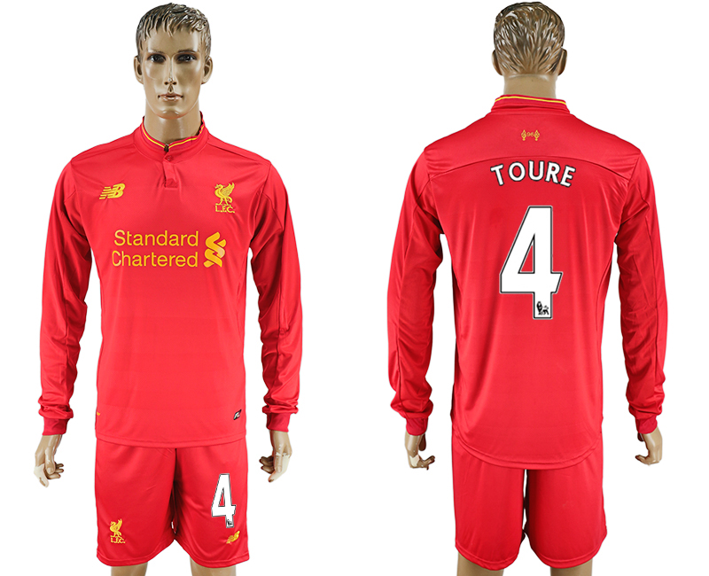 2016-17 Liverpool 4 TOURE Home Long Sleeve Soccer Jersey 2016-17 Liverpool 4 TOURE Home Long Sleeve Soccer Jersey