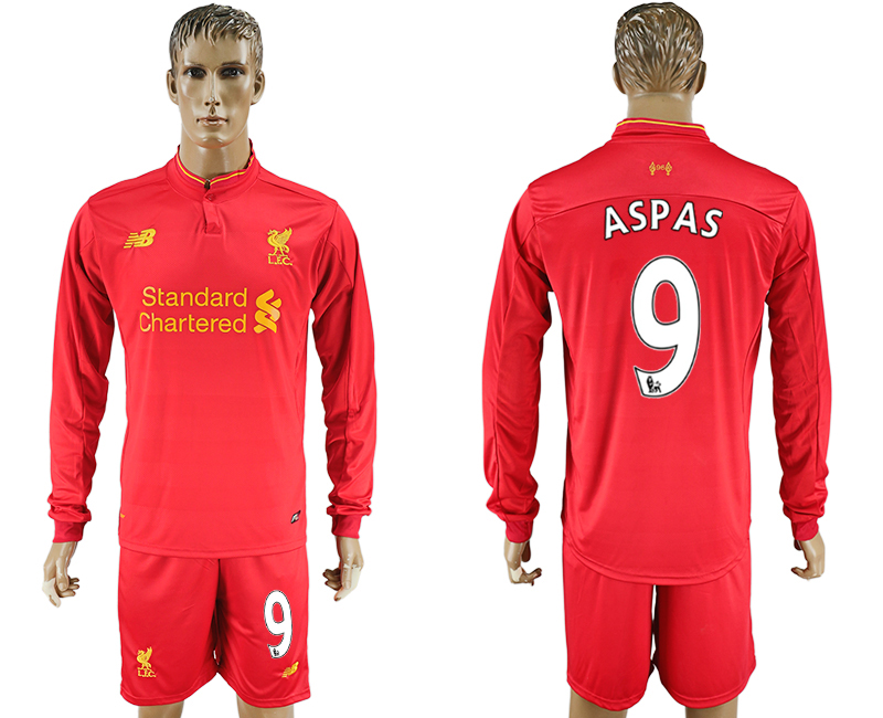 2016-17 Liverpool 9 ASPAS Home Long Sleeve Soccer Jersey 2016-17 Liverpool 9 ASPAS Home Long Sleeve Soccer Jersey