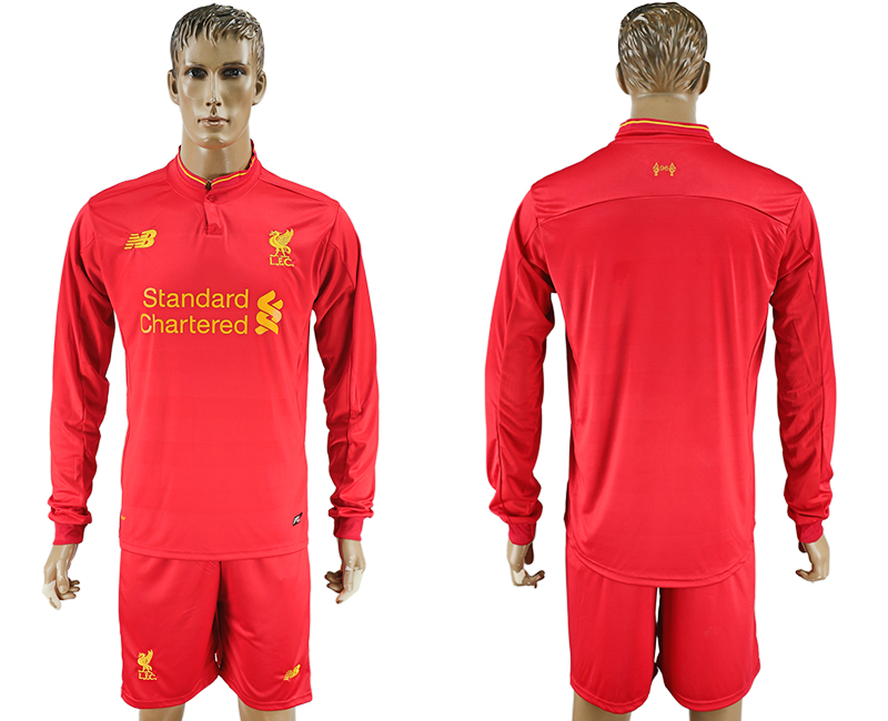 2016-17 Liverpool Home Long Sleeve Soccer Jersey