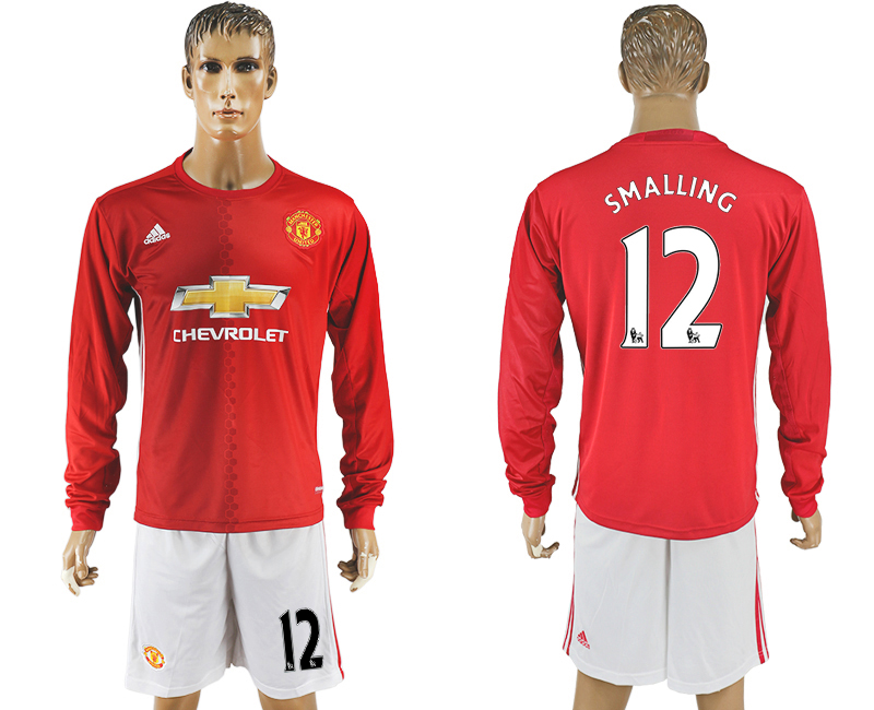 2016-17 Manchester United 12 SMALLING Home Long Sleeve Soccer Jersey
