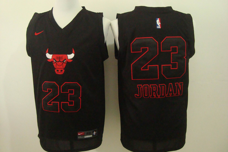 Bulls 23 Michael Jordan Black Nike Jersey