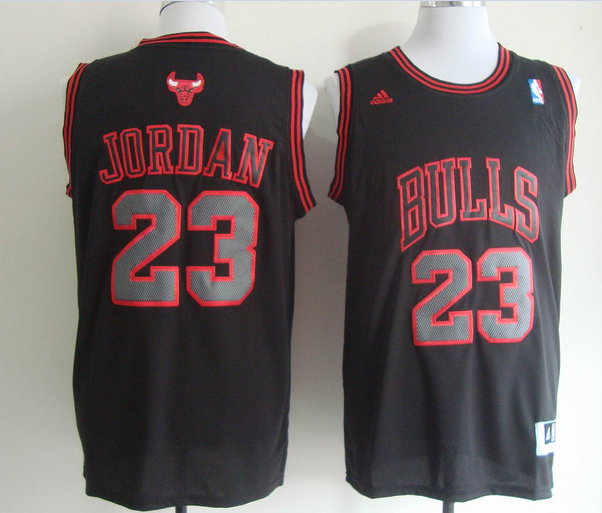 Bulls 23 Michael Jordan Black Swingman Jersey