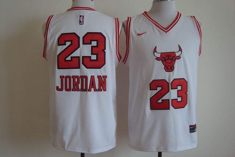 Bulls 23 Michael Jordan White Nike Jersey