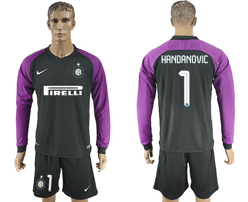 2016-17 Inter Milan 1 HANDANOVIC Black Long Sleeve Goalkeeper Soccer Jersey