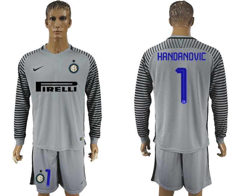 2016-17 Inter Milan 1 HANDANOVIC Gray Long Sleeve Goalkeeper Soccer Jersey