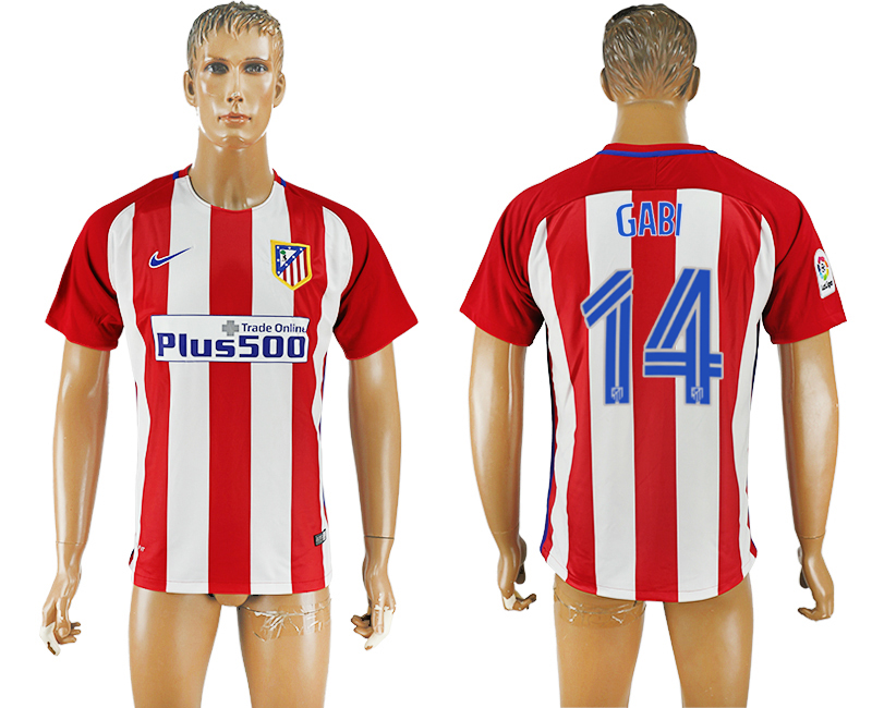 2016-17 Atletico Madrid 14 GABI Home Thailand Soccer Jersey