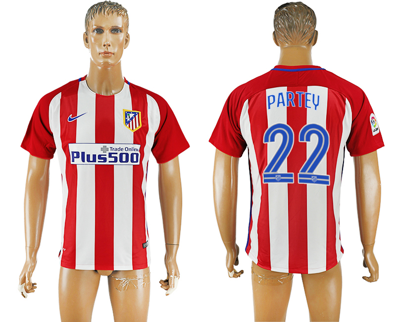 2016-17 Atletico Madrid 22 PARTEV Home Thailand Soccer Jersey 2016-17 Atletico Madrid 22 PARTEV Home Thailand Soccer Jersey