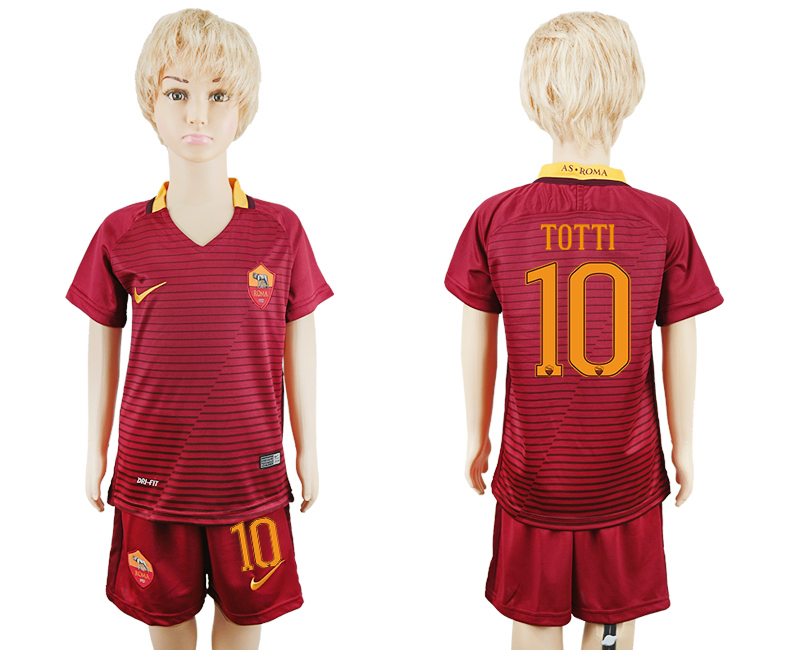 2016-17 Roma 10 TOTTI Home Youth Soccer Jersey