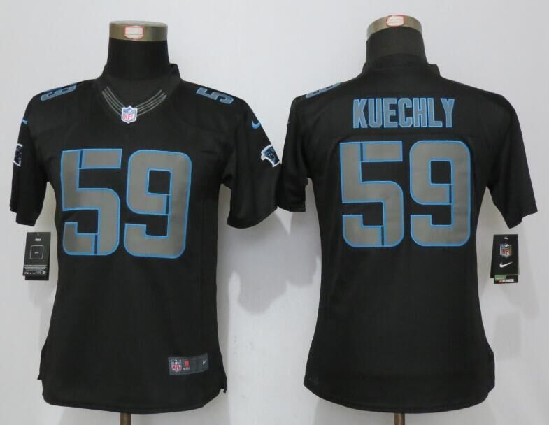Nike Panthers 59 Luke Kuechly Black Impact Limited Women Jersey