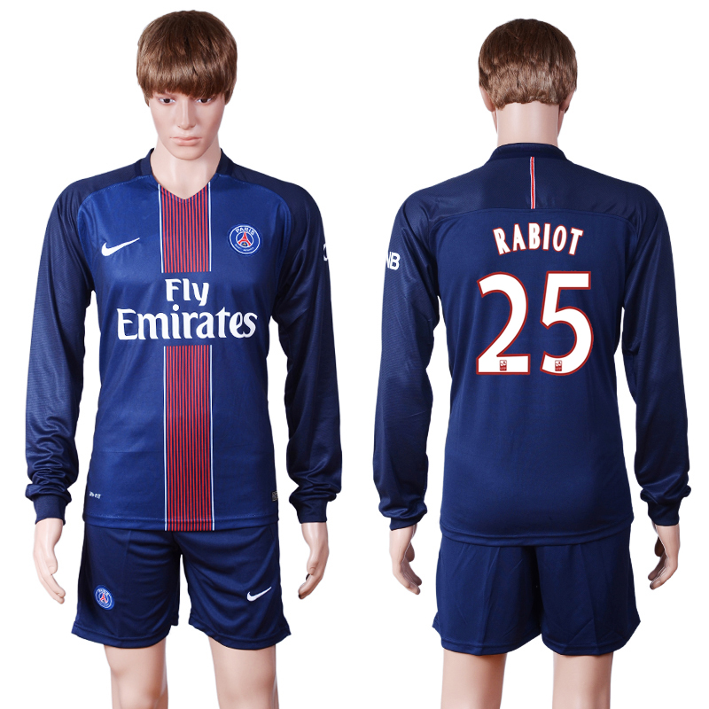 2016-17 Paris Saint-Germain 25 RABIOT Home Long Sleeve Soccer Jersey