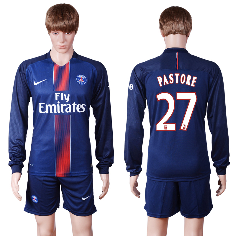 2016-17 Paris Saint-Germain 27 PASTORE Home Long Sleeve Soccer Jersey 2016-17 Paris Saint-Germain 27 PASTORE Home Long Sleeve Soccer Jersey