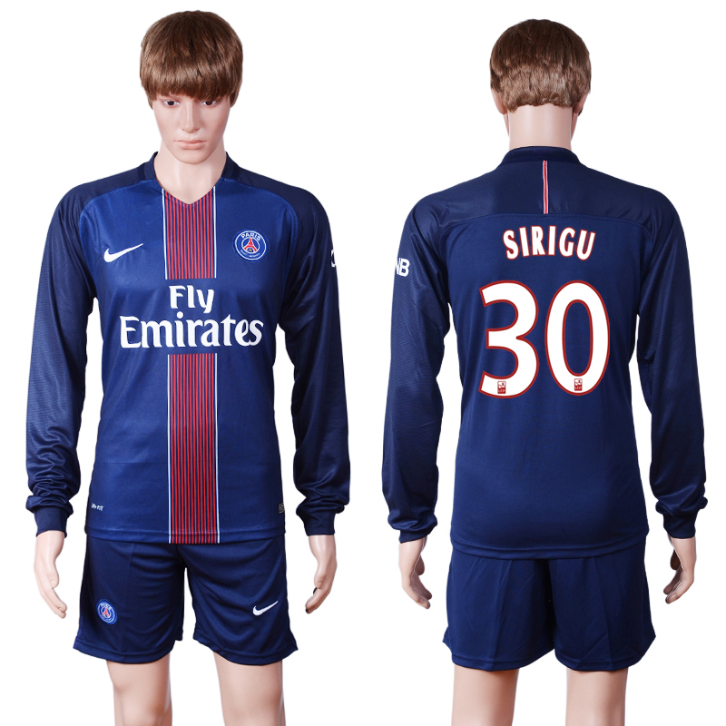 2016-17 Paris Saint-Germain 30 SIRIGU Home Long Sleeve Soccer Jersey