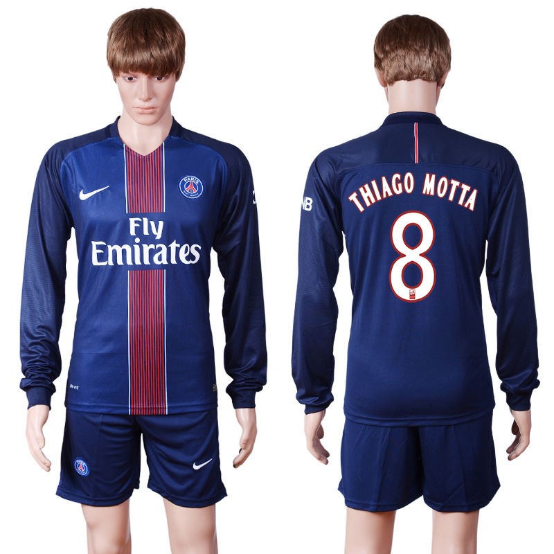 2016-17 Paris Saint-Germain 8 THIAGO MOTTA Home Long Sleeve Soccer Jersey