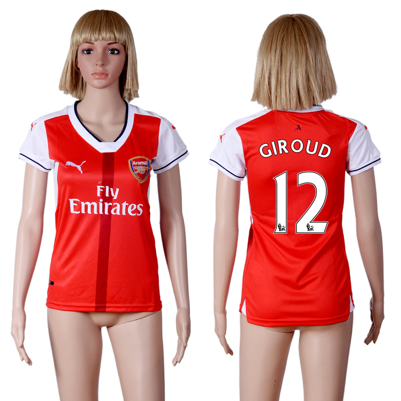 2016-17 Arsenal 12 GIROUD Home Women Soccer Jersey