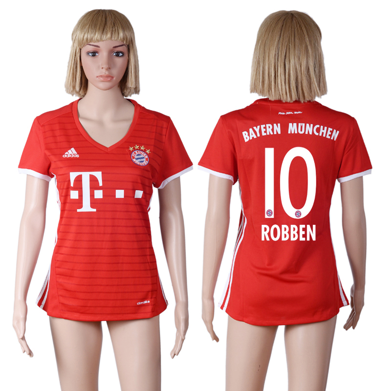 2016-17 Bayern Munich 10 ROBBEN Home Women Soccer Jersey