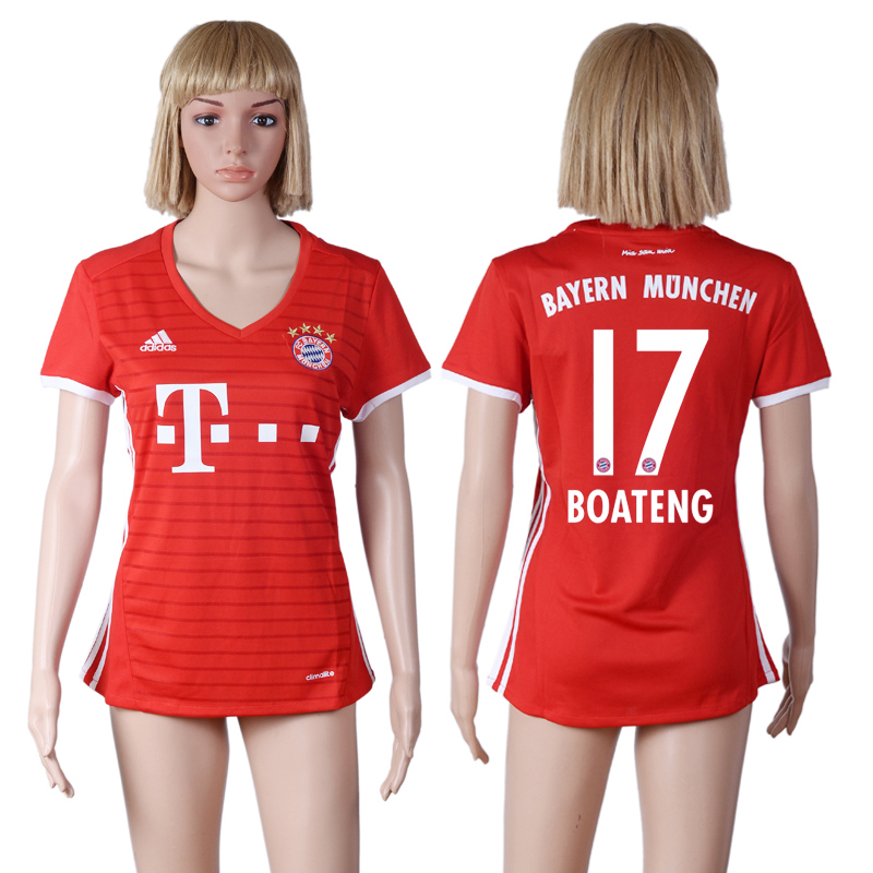 2016-17 Bayern Munich 17 BOATENG Home Women Soccer Jersey