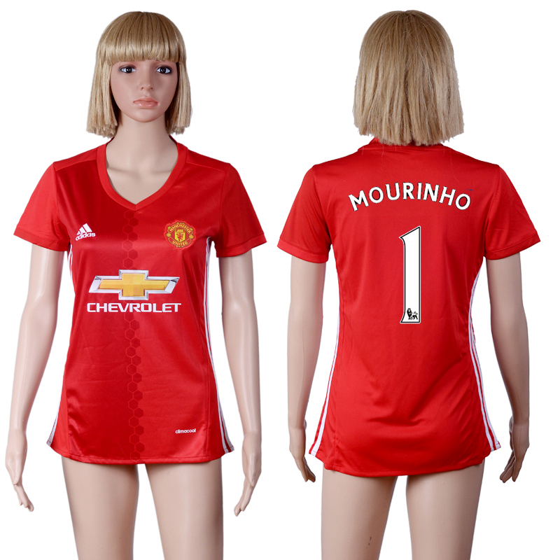 2016-17 Manchester United 1 MOURINHO Home Women Soccer Jersey