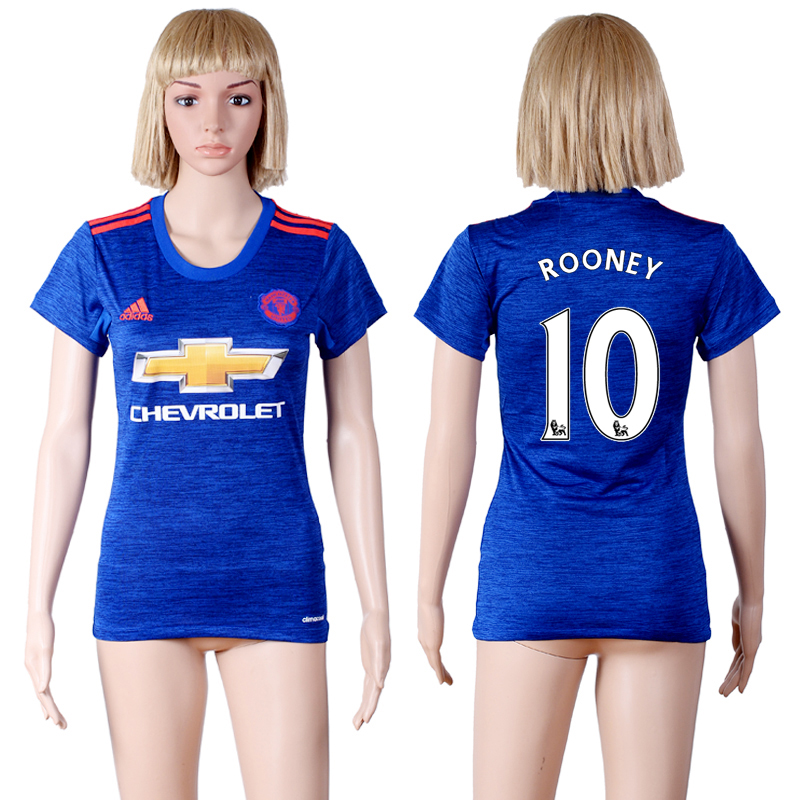 2016-17 Manchester United 10 ROONEY Away Women Soccer Jersey