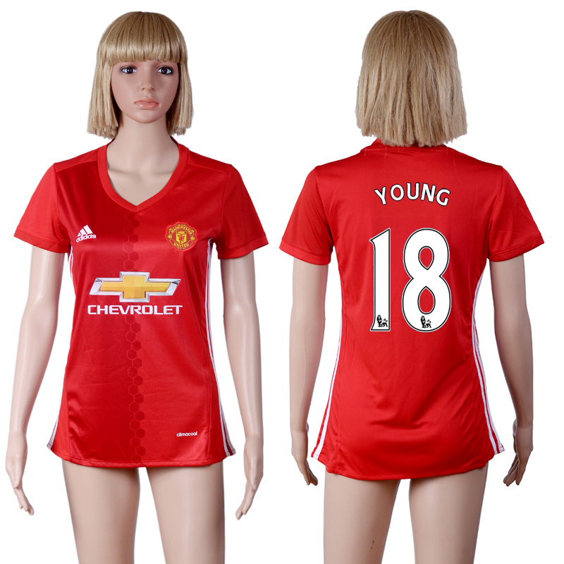 2016-17 Manchester United 18 YOUNG Home Women Soccer Jersey
