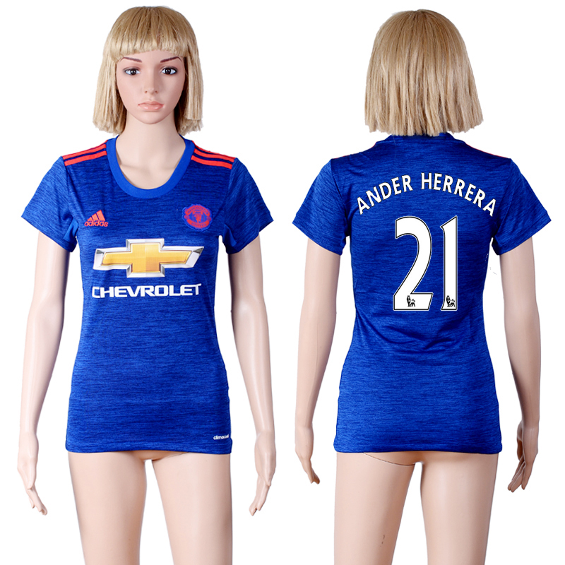 2016-17 Manchester United 21 ANDER HERRERA Away Women Soccer Jersey