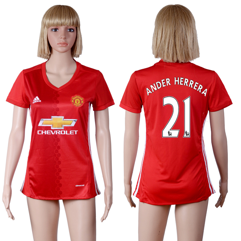 2016-17 Manchester United 21 ANDER HERRERA Home Women Soccer Jersey