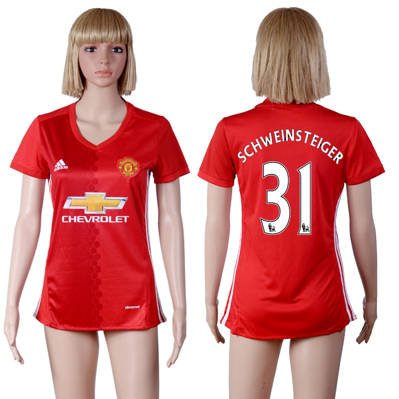 2016-17 Manchester United 31 SCHWEINSTEIGER Home Women Soccer Jersey