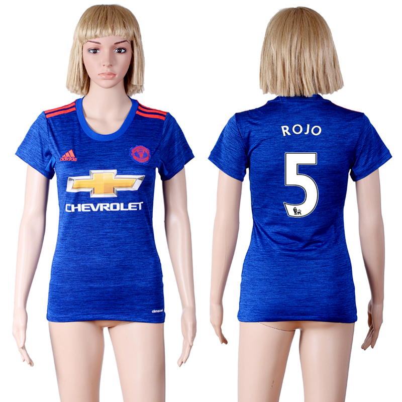 2016-17 Manchester United 5 ROJO Away Women Soccer Jersey