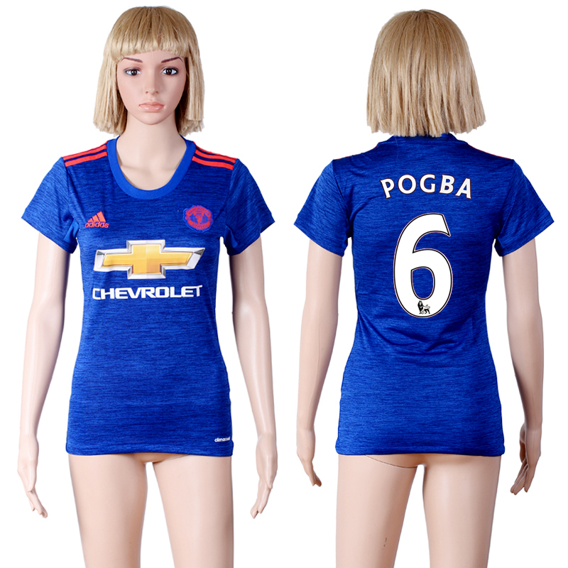 2016-17 Manchester United 6 POGBA Away Women Soccer Jersey