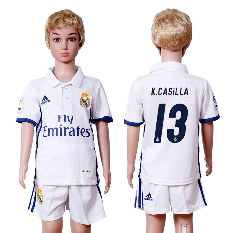 2016-17 Real Madrid 13 K.CASILLA Home Youth Soccer Jersey