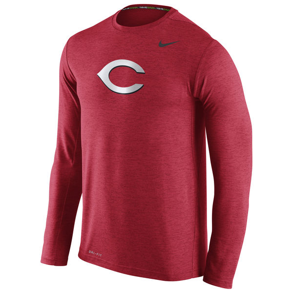 Cincinnati Reds Nike Stadium Dri-Fit Touch Long Sleeve Men's T-Shirt Red - Click Image to Close