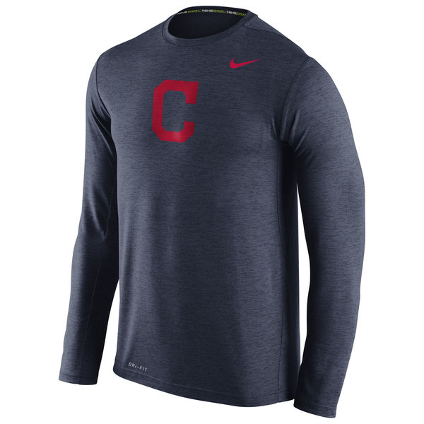 Cleveland Indians Nike Stadium Dri-Fit Touch Long Sleeve Men's T-Shirt Navy