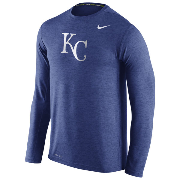 Kansas City Royals Nike Stadium Dri-Fit Touch Long Sleeve Men's T-Shirt Royal - Click Image to Close