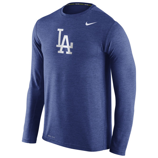 LA Dodgers Nike Stadium Dri-Fit Touch Long Sleeve Men's T-Shirt Royal - Click Image to Close